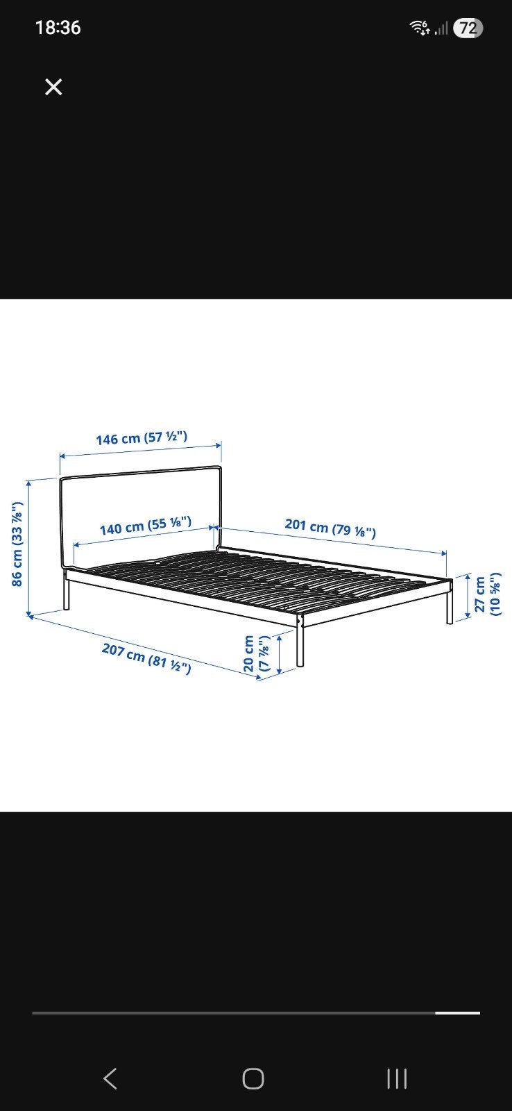 IKEA Kleppstad bedframe 140x200 cm met lattenbodem, Ophalen, Modern minimalistisch, Wit, Tweepersoons