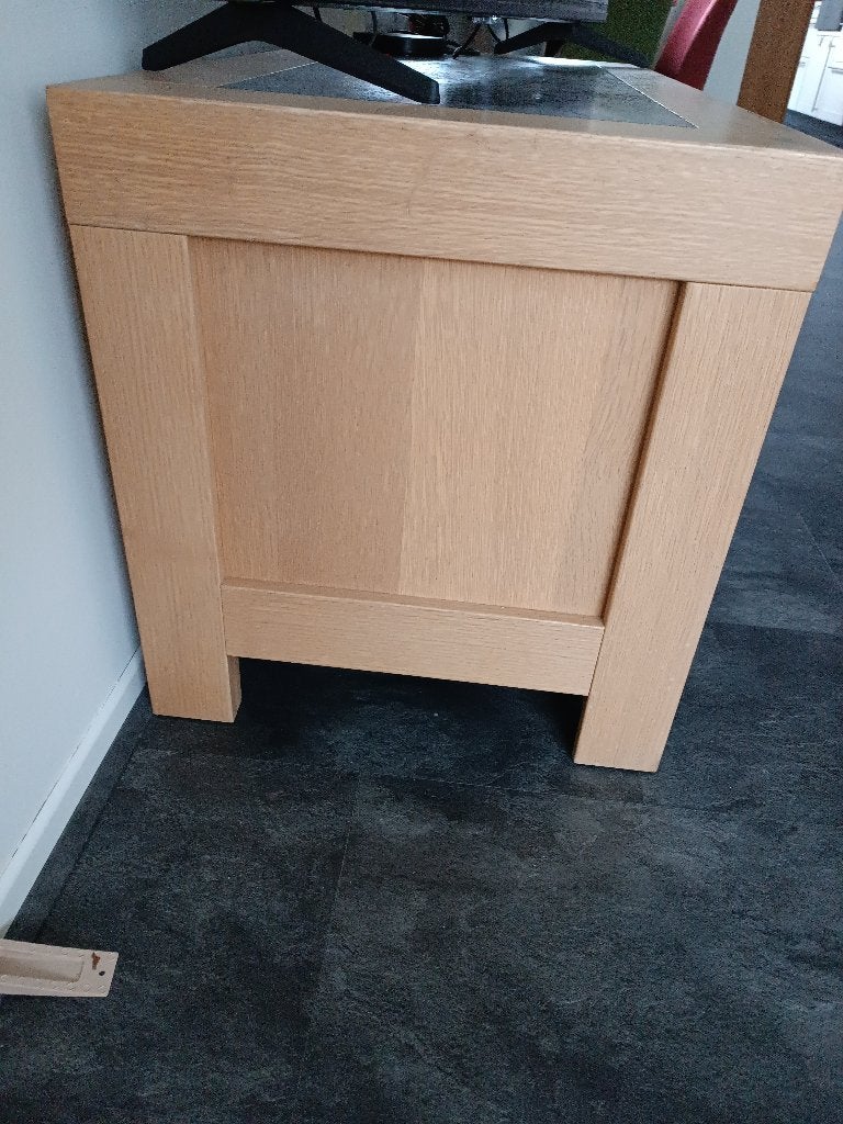 Tv meubel, Gebruikt, 100 tot 150 cm, Eikenhout, Ophalen of Verzenden