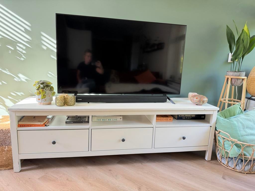 Hemnes wit TV-meubel met opbergruimte, Ophalen, Gebruikt, 100 tot 150 cm, Minder dan 100 cm