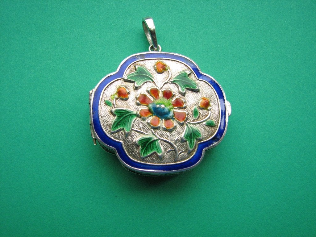 Prachtige Aparte Zilveren Geëmailleerde Hanger - Doosje, Verzenden, Zilver, Hanger