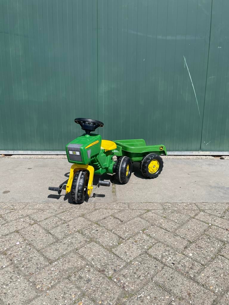 John Deere Driewieler looptrekker met kar, Kinderen en Baby's, Speelgoed | Buiten | Voertuigen en Loopfietsen, Ophalen, Gebruikt