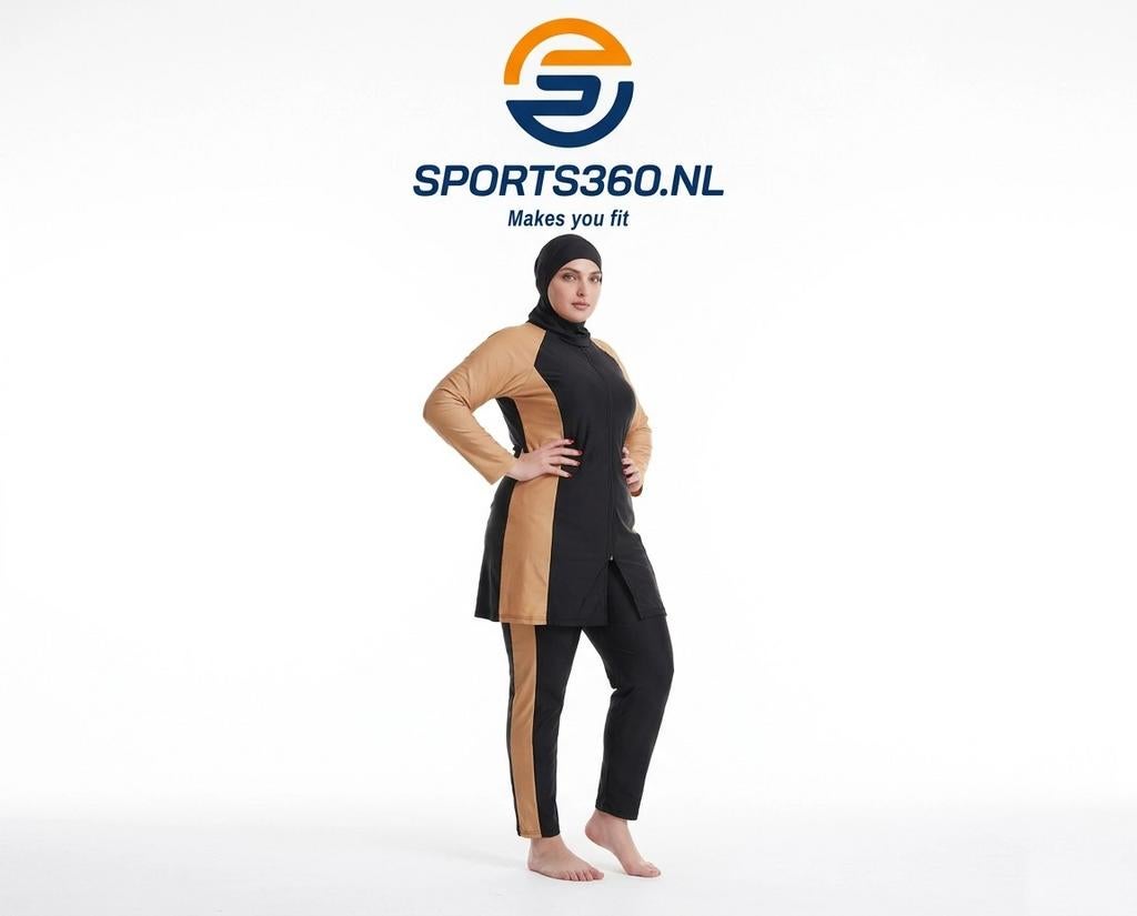 Burkini Zwart/Beige - Bescheiden Zwemkleding, Overige typen, Zwart, Sports360.nl, Nieuw