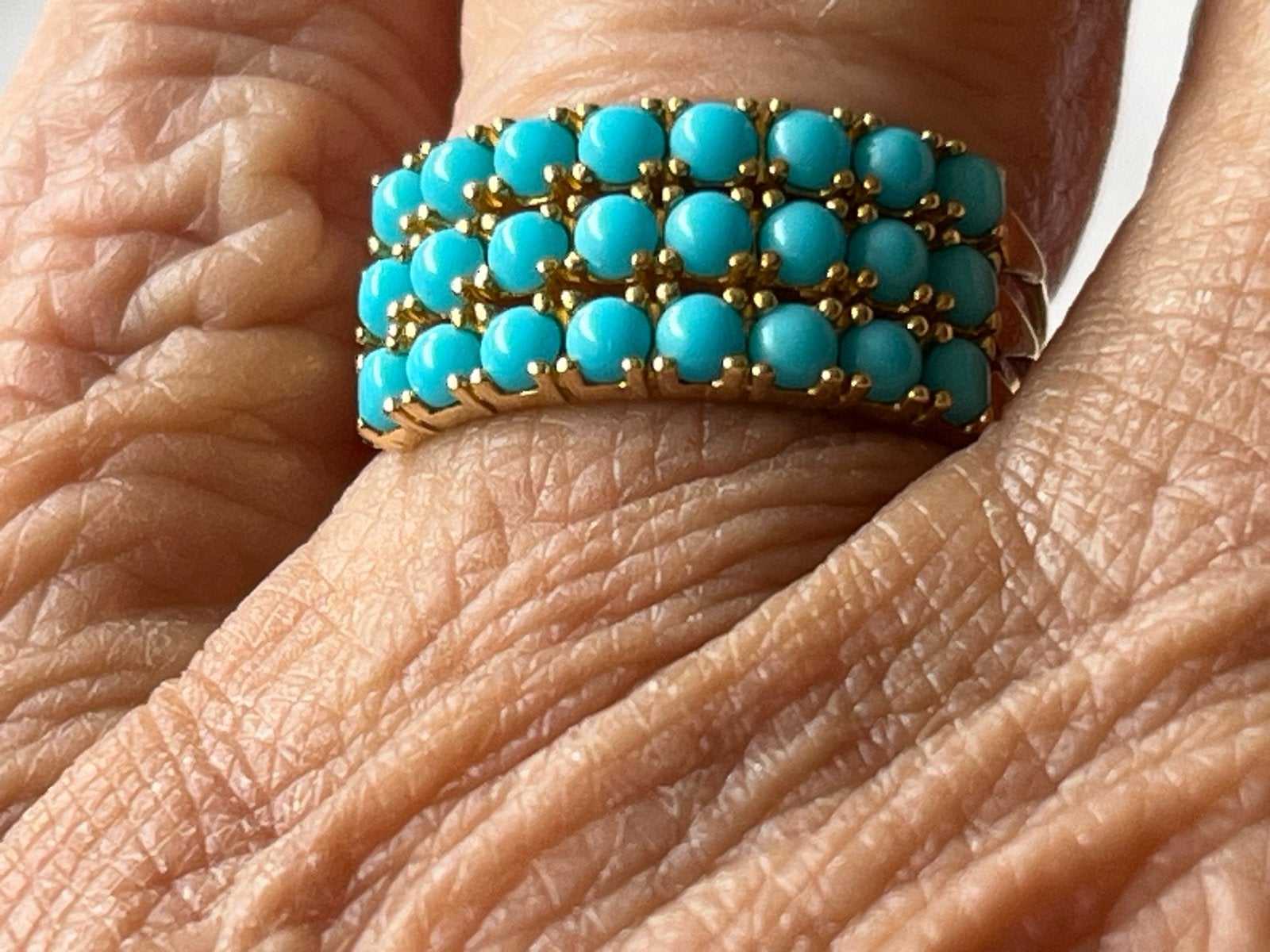 Driedelige gouden ring met Turkoois, Sieraden, Tassen en Uiterlijk, Verzenden, Nieuw, 17 tot 18, Met edelsteen