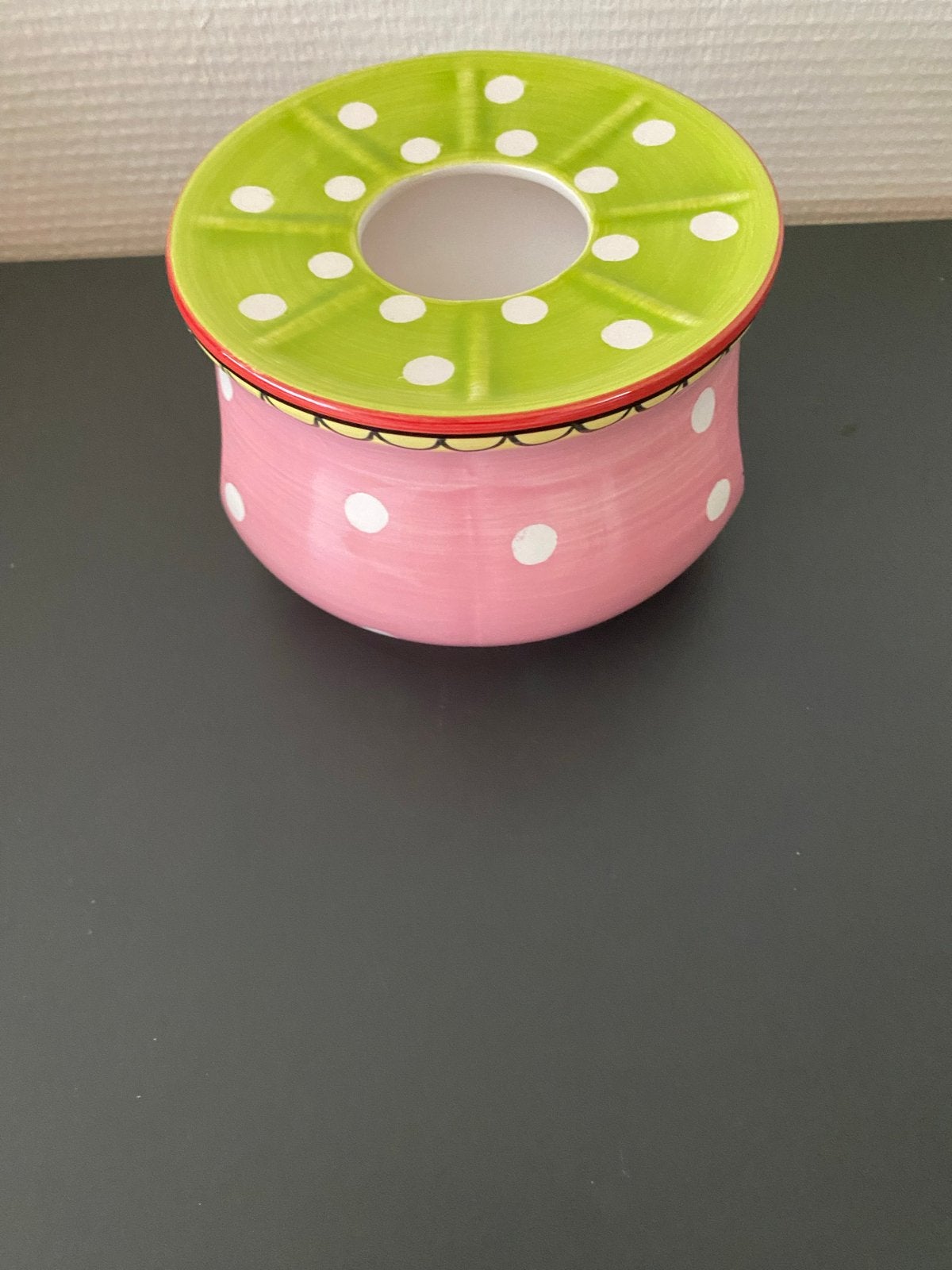 Blond Amsterdam theelichthouder roze/groen stippen, Ophalen of Verzenden, Zo goed als nieuw