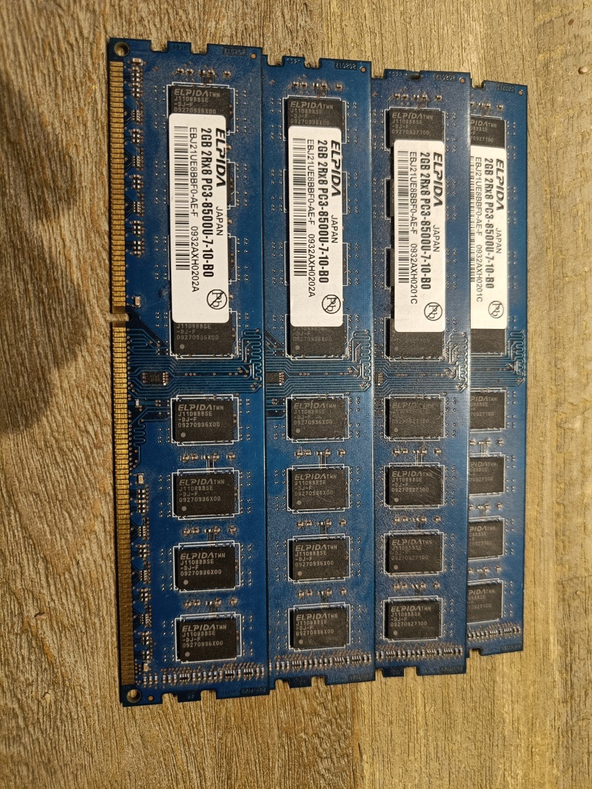 Elpida 4x 2Gb geheugen strip voor desktop, Gebruikt, DDR3, Ophalen of Verzenden, Desktop