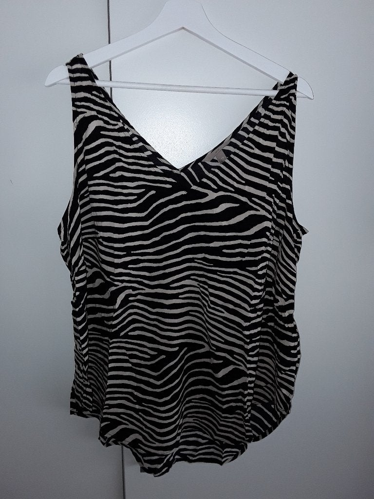 H&M Zwart/Beige Top Met Zebra Print Maat 2XL NIEUW, H&M, Zwart, Maat 46/48 (XL) of groter, Nieuw