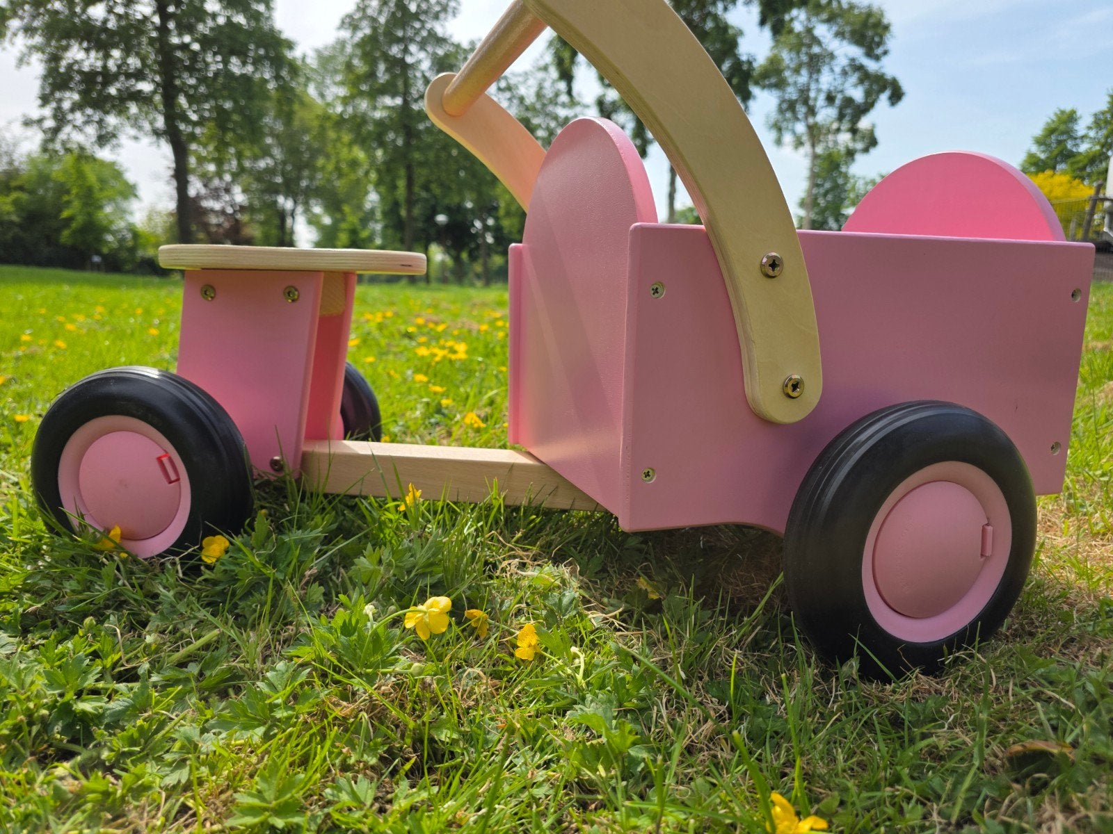 Nieuwe Houten Bakfiets 'NCT' Roze, Ophalen of Verzenden, Nieuw, Loopvoertuig