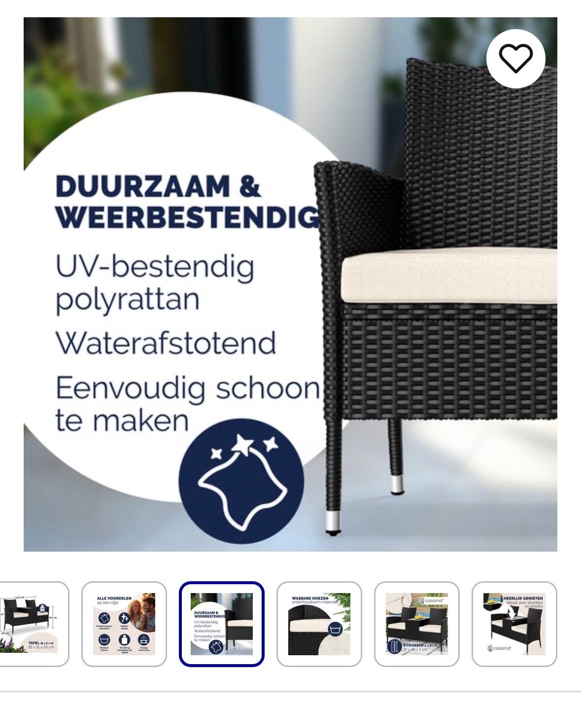 Foto 4 van Nieuwe zwarte 2-persoons loungeset met tafel