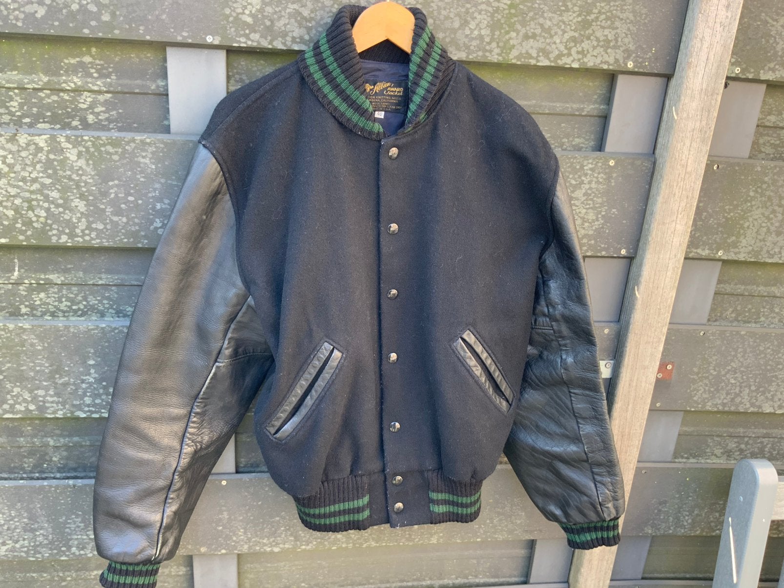 Albion Award vintage jack wol met leer mt 40, Ophalen of Verzenden, Zo goed als nieuw, Maat 38/40 (M), Zwart