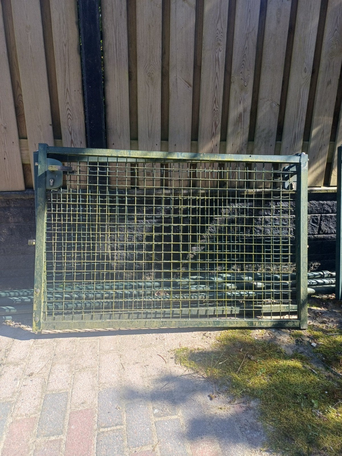 4 Metalen Loginox hekken met palen voor 45 meter hekwerk, Tuin en Terras, Tuinhekken en Hekwerk, Met poort, Gebruikt, Ophalen of Verzenden