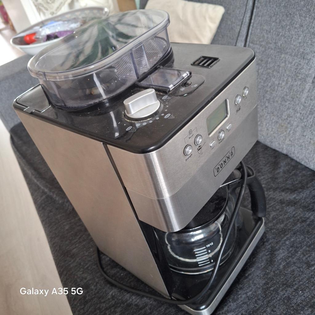 Donna Koffiezetapparaat met ingebouwde bonenmaler, Gebruikt, 10 kopjes of meer, Ophalen of Verzenden, Combi