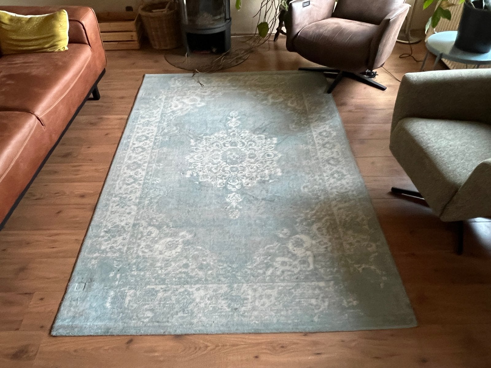 Vintage vloerkleed grijs-blauw 160x230 cm - Lifa Living, Ophalen, Gebruikt, 150 tot 200 cm, 200 cm of meer