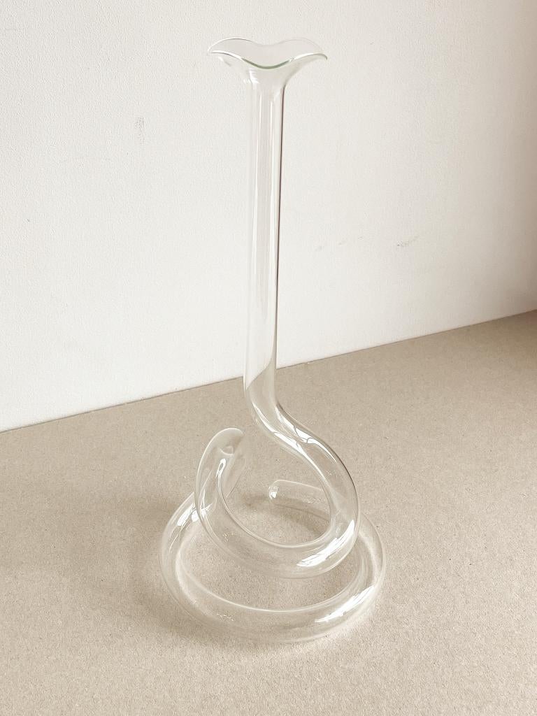 Elegante ranke solifleur, glazen reageerbuis krul vaas, Overige kleuren, Ophalen of Verzenden, Minder dan 50 cm, Glas