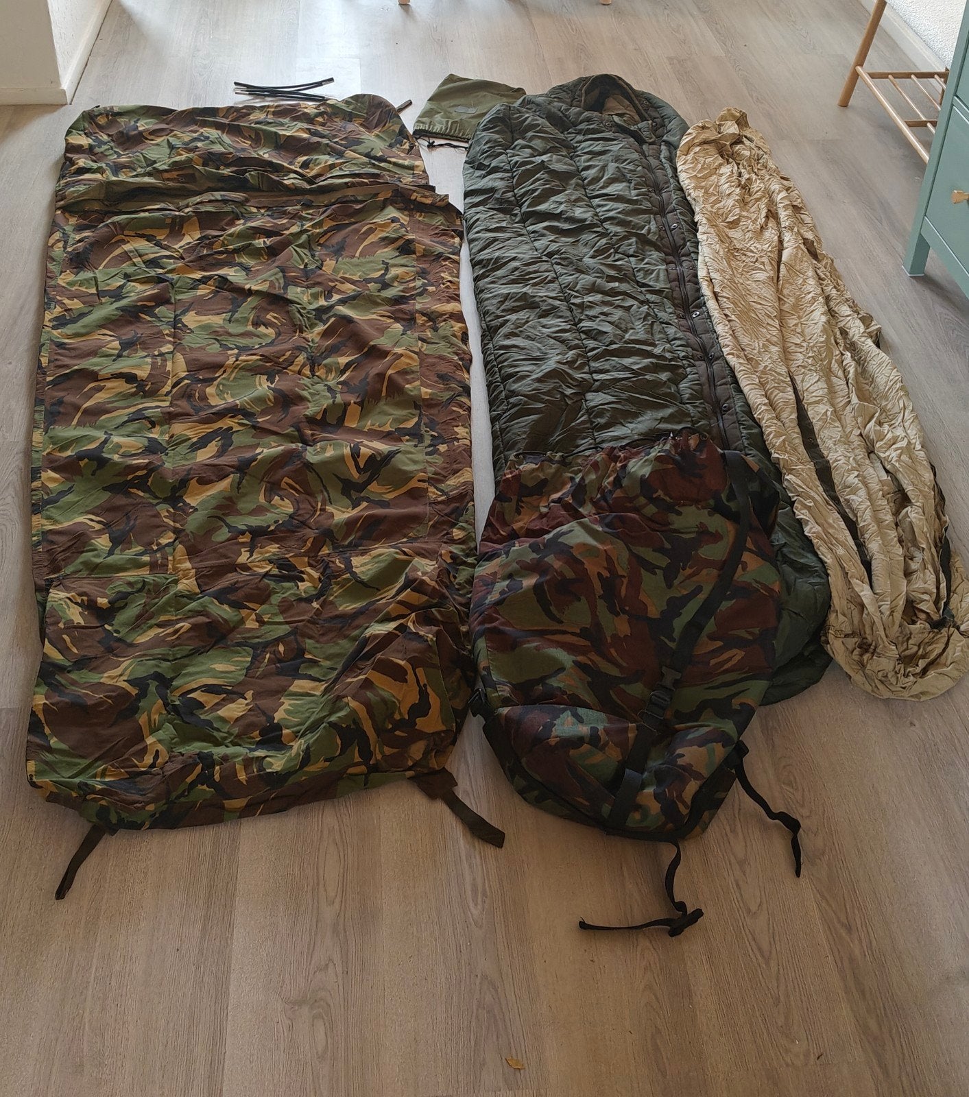 Militair slaapsysteem (bivy, slaapzak, liner), Ophalen, Gebruikt