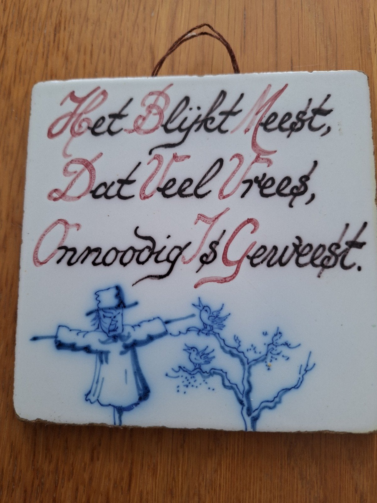 4 tegels met spreuk, Ophalen