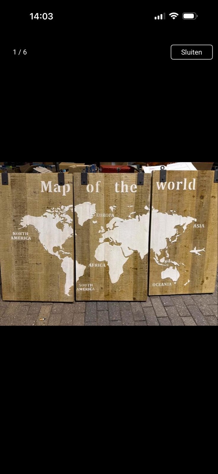Houten Wereldkaart Wanddecoratie - Vintage Stijl, Ophalen, Gebruikt, Hout, Wandbord of Wandpaneel