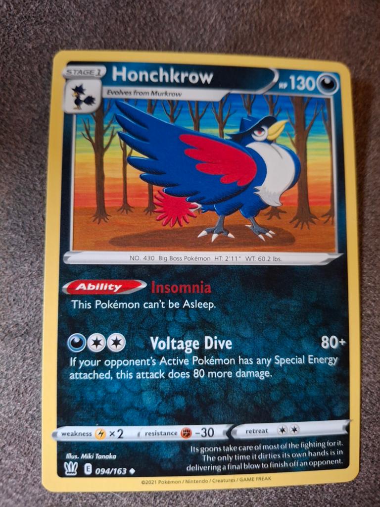 Honchkrow Pokémon Kaart - Zeldzaam en in Topstaat!, Ophalen of Verzenden, Zo goed als nieuw, Losse kaart