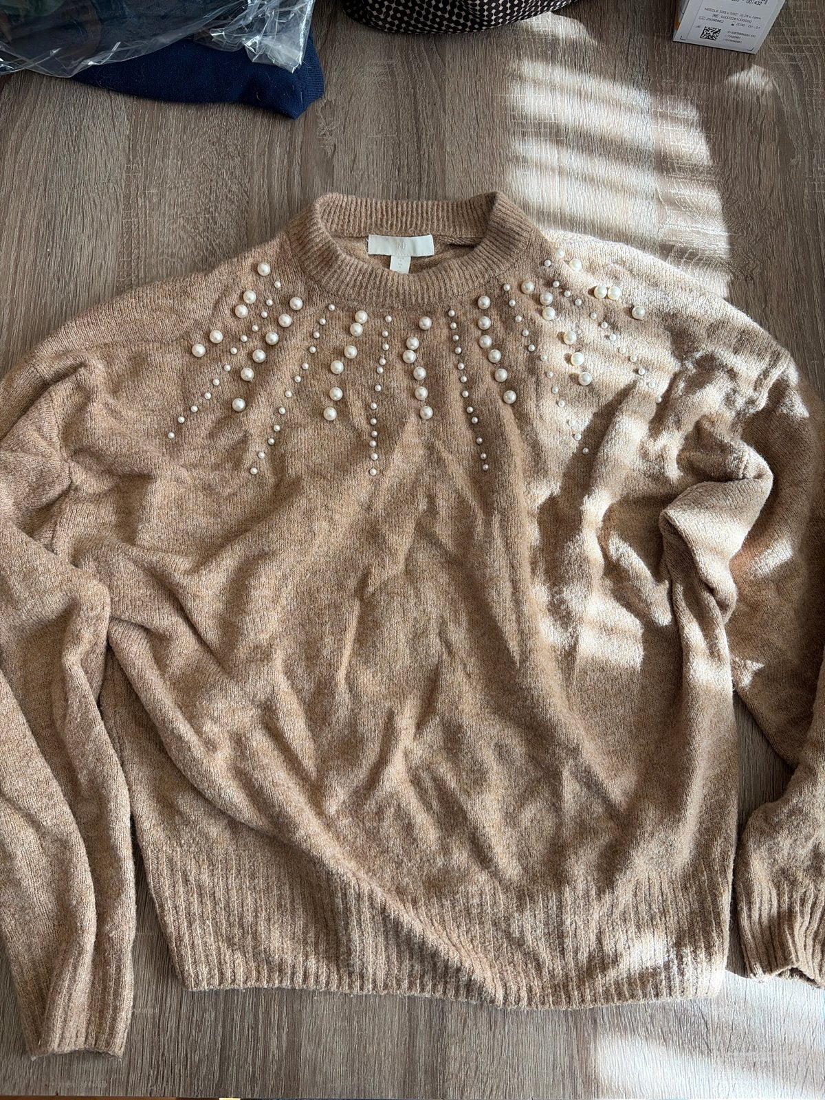 H&M Trui met parels - Maat S, Ophalen of Verzenden, Zo goed als nieuw, Maat 36 (S), Bruin