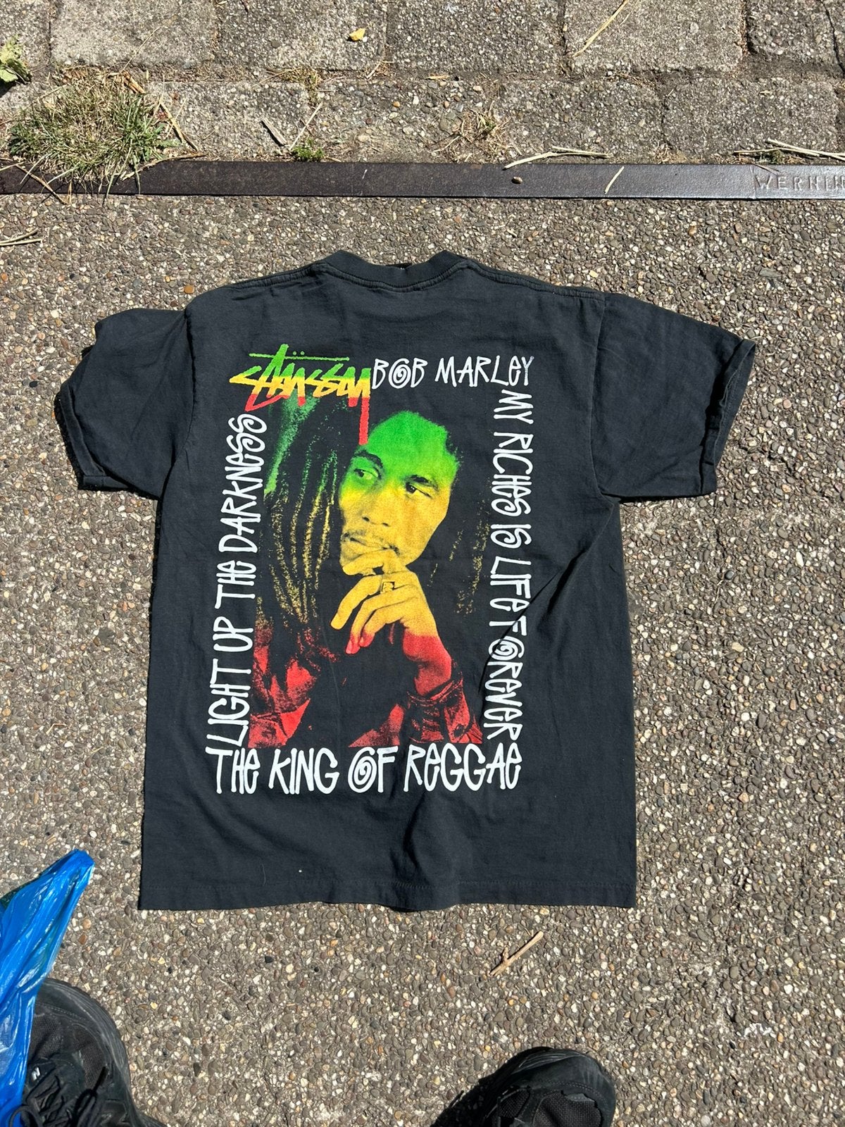 Stussy Bob Marley t-shirt reggae shirt, Ophalen of Verzenden, Zo goed als nieuw, Maat 52/54 (L), Zwart