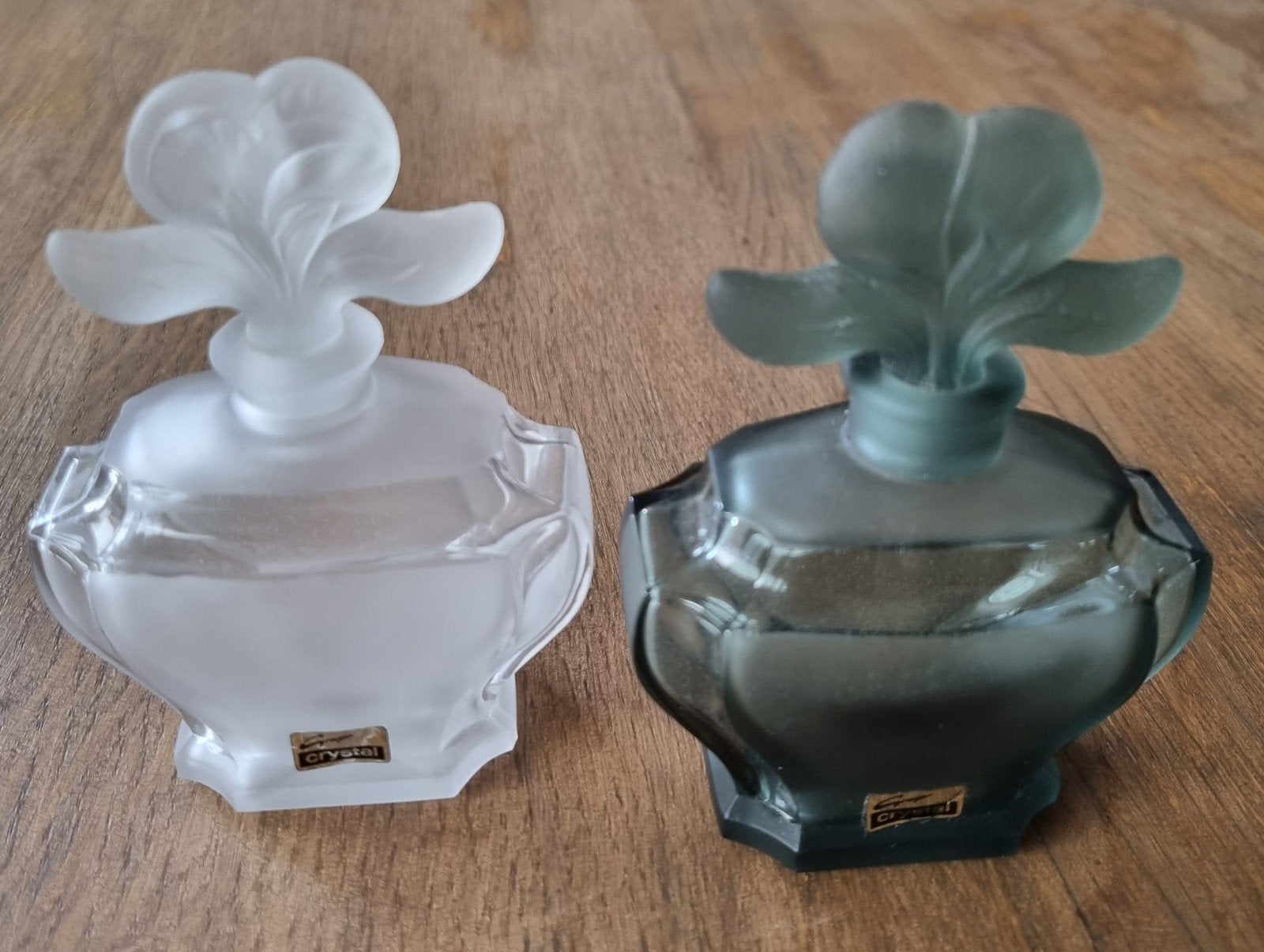 Vintage Gregor Crystal parfumflesjes – Met Iris stop, Antiek en Kunst, Ophalen of Verzenden