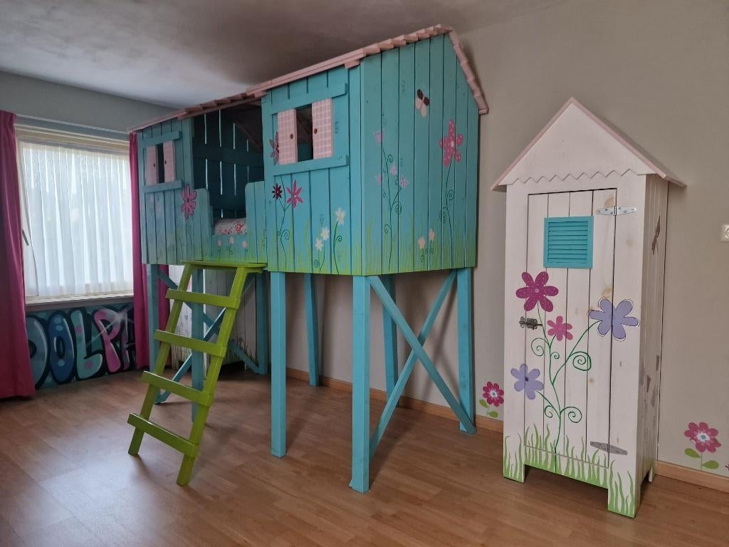 Boomhut hoogslaper incl 2 kasten en commode, Ophalen, Zo goed als nieuw, Jongetje of Meisje
