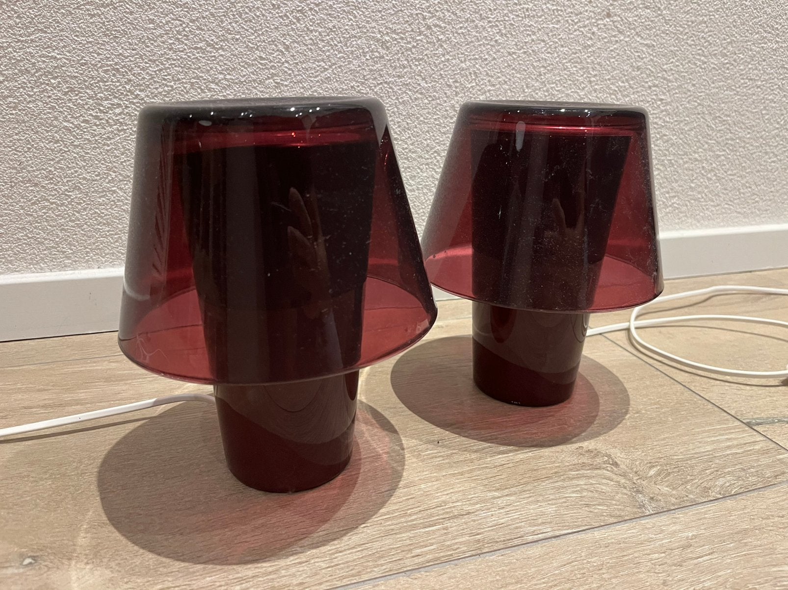 Vintage Paars glazen IKEA Gavik B1101 design tafellamp, Met schakelaar, Gebruikt, Paars, Paddenstoellamp