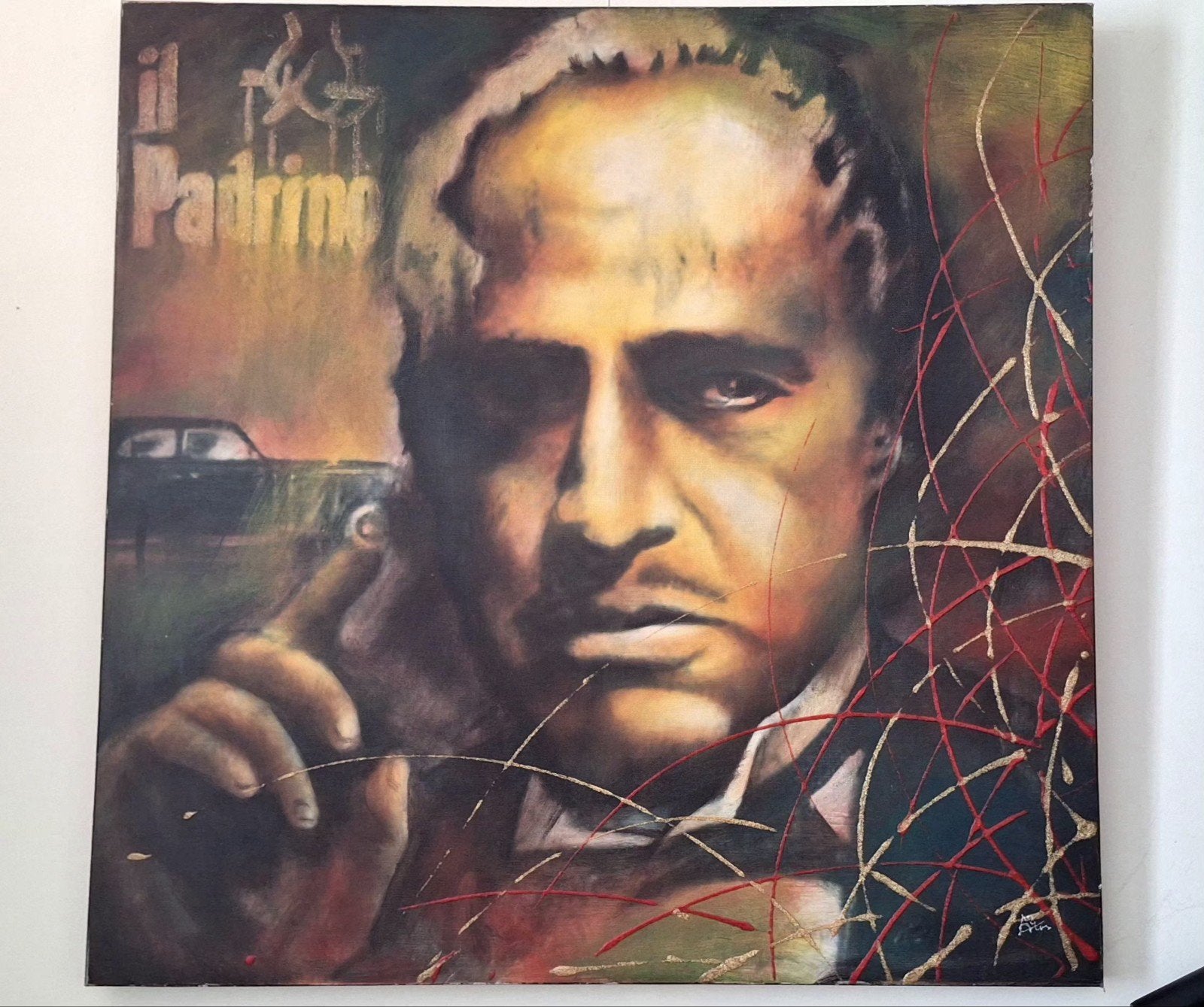 The Godfather Schilderij - Marlon Brando -100x100 cm, Ophalen