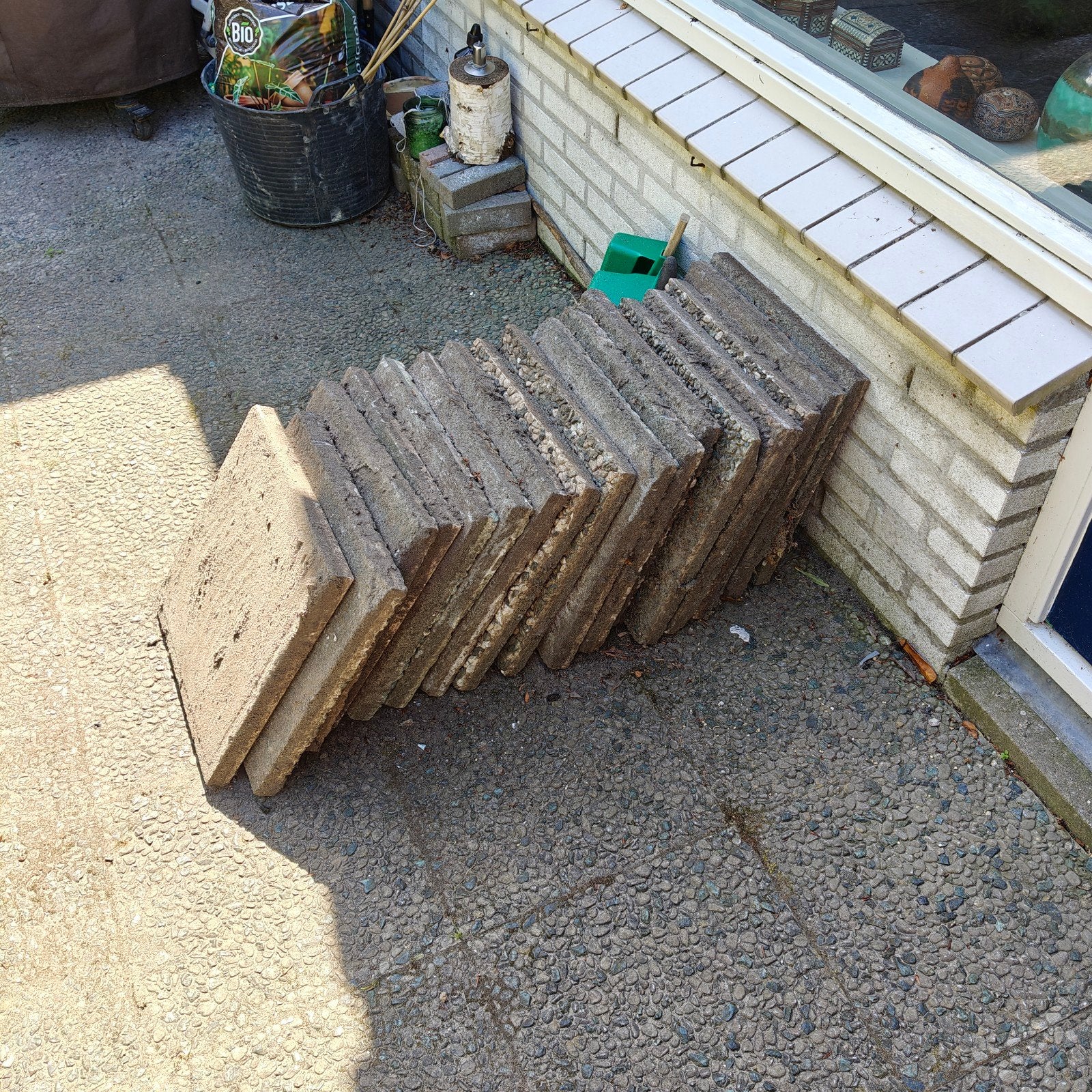 Gebruikte terrastegels van grindbeton, Ophalen, Gebruikt, 5 tot 10 m², Beton