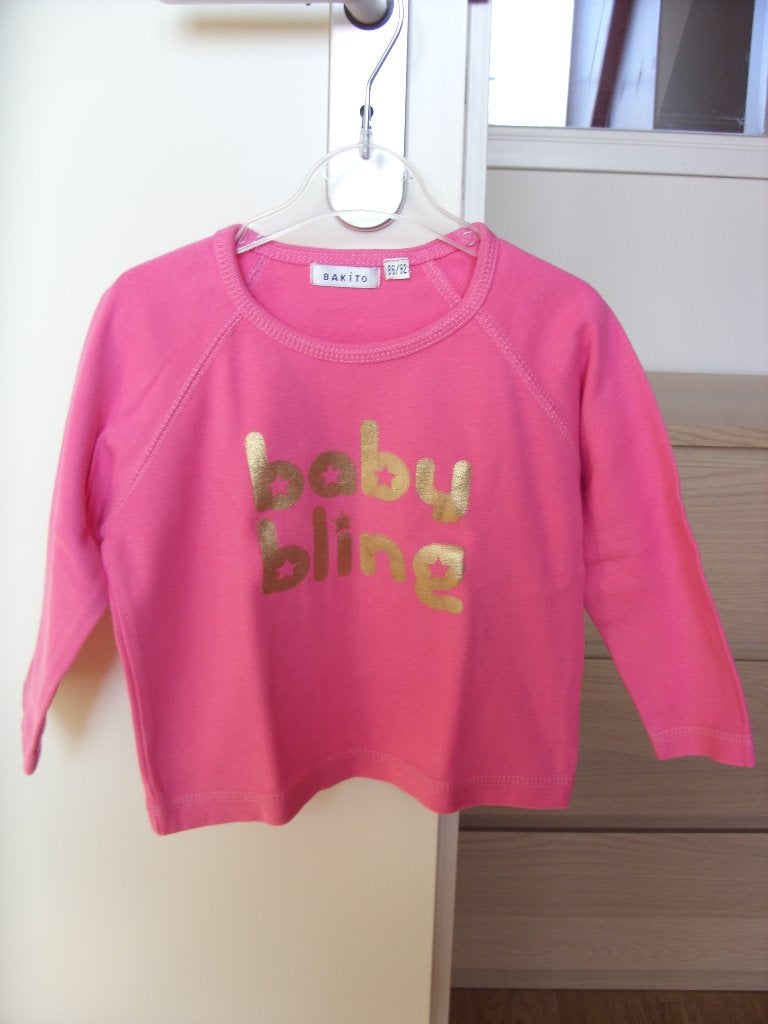 maat 86 / 92  Roze truitje met "baby bling", Bakito, Ophalen of Verzenden, Zo goed als nieuw, Truitje of Vestje
