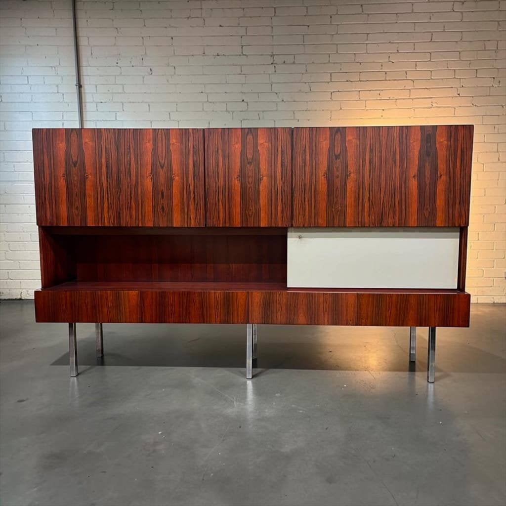 vintage XL lange pallissander kast / wandmeubel / midboard, Ophalen, Gebruikt, Minder dan 75 cm, 50 tot 70 cm