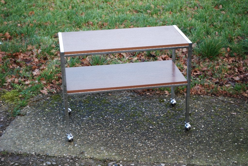Trolley TV meubel teak, Ophalen, Gebruikt, Vintage, 50 tot 100 cm