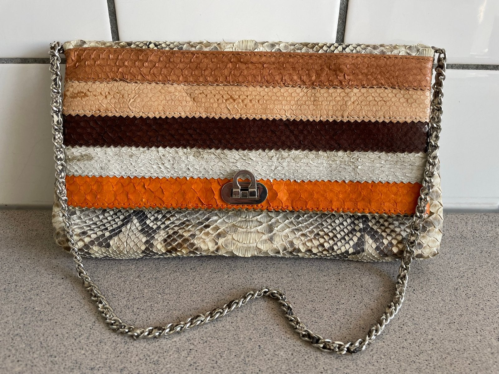 Prachtige slangenleer tas tasje vintage retro, Sieraden, Tassen en Uiterlijk, Tassen | Damestassen, Ophalen of Verzenden, Zo goed als nieuw