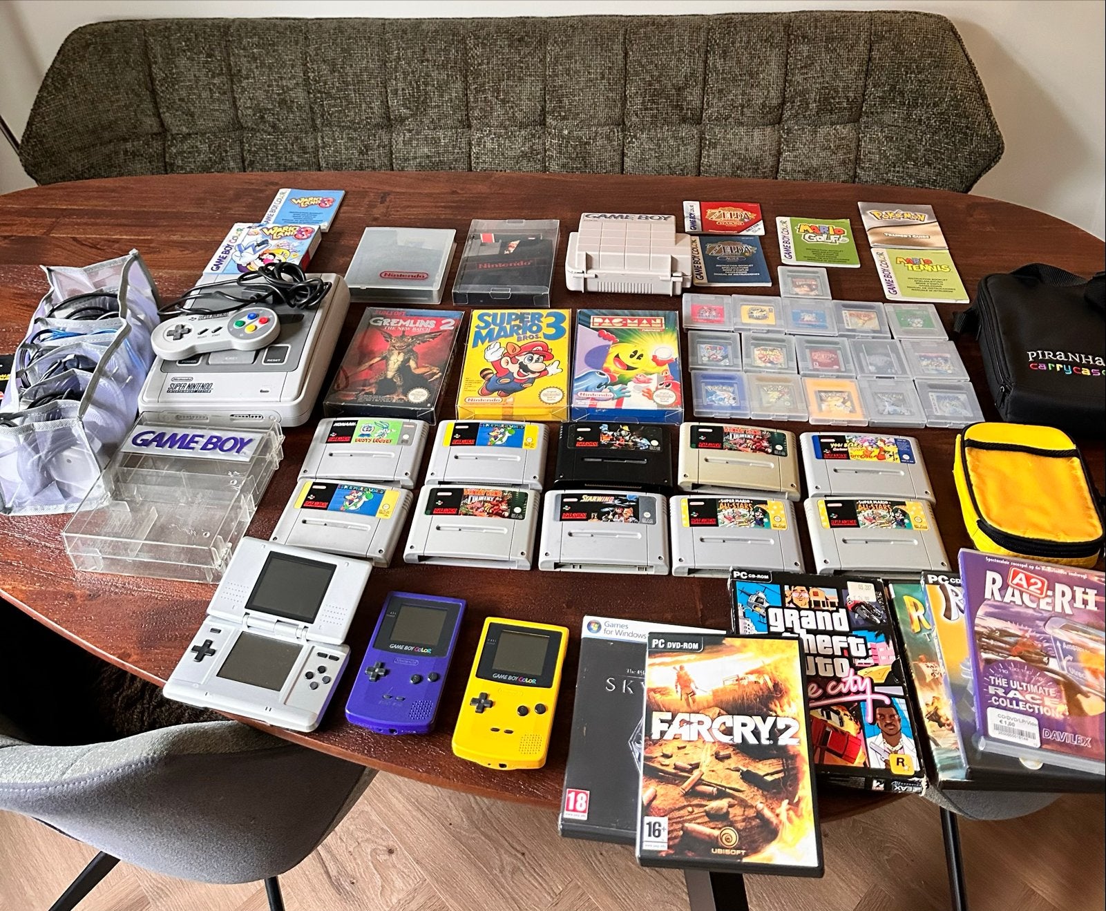 Grote collectie retro Nintendo consoles en games, Ophalen, Gebruikt, Met 3 controllers of meer, Met games