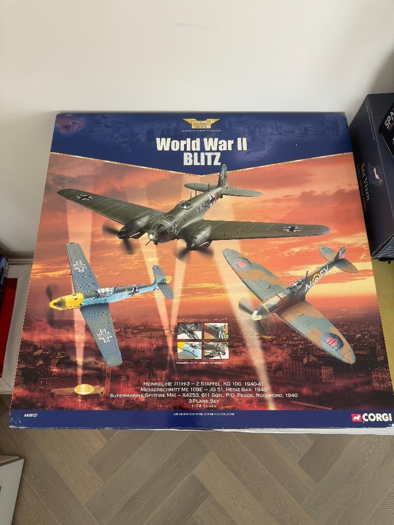 Corgi 1:72 Blitz Set Spitfire He111 Bf109 Diecast AA99127, Ophalen of Verzenden, Nieuw, Schaalmodel