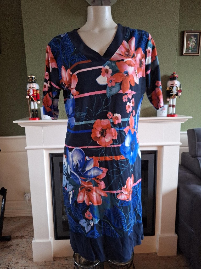 Betty Barclay blauw bloemen jurk 44, Maat 42/44 (L), Betty Barclay, Zo goed als nieuw, Knielengte