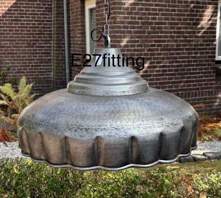 Grote vintage industriële hanglamp, aluminium, Ophalen