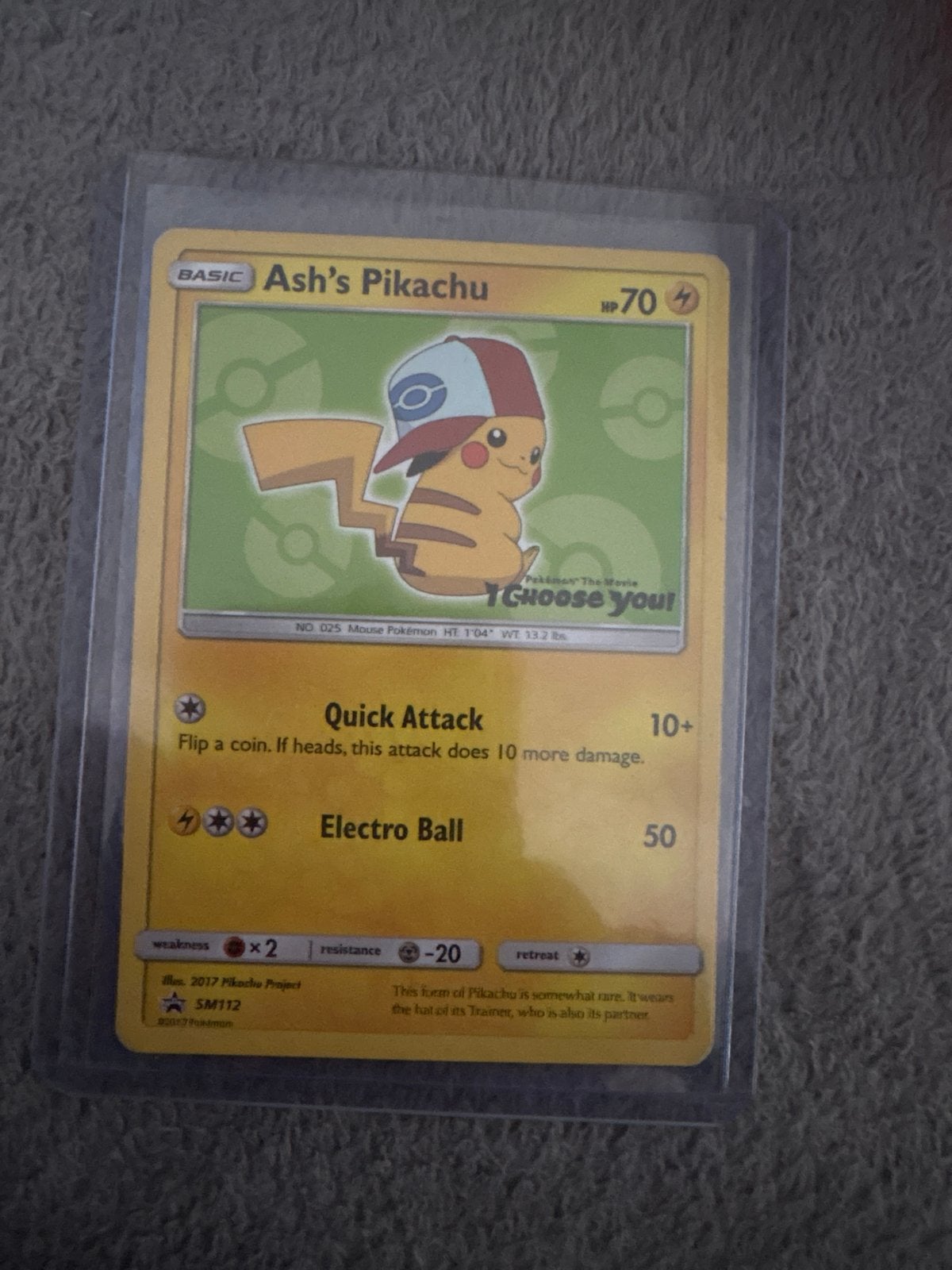 Ash's Pikachu Pokémon kaart - Licht gebruikt, Ophalen of Verzenden, Gebruikt, Losse kaart