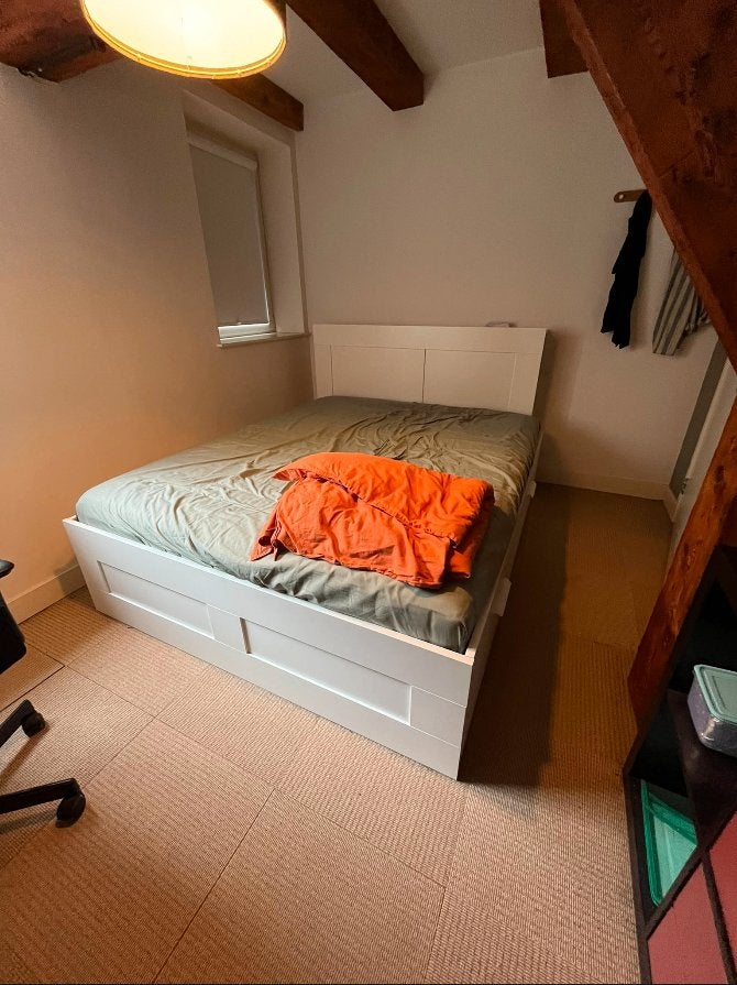 IKEA BRIMNES tweepersoonsbed met lades (Delft), Ophalen, Wit, Tweepersoons, 160 cm