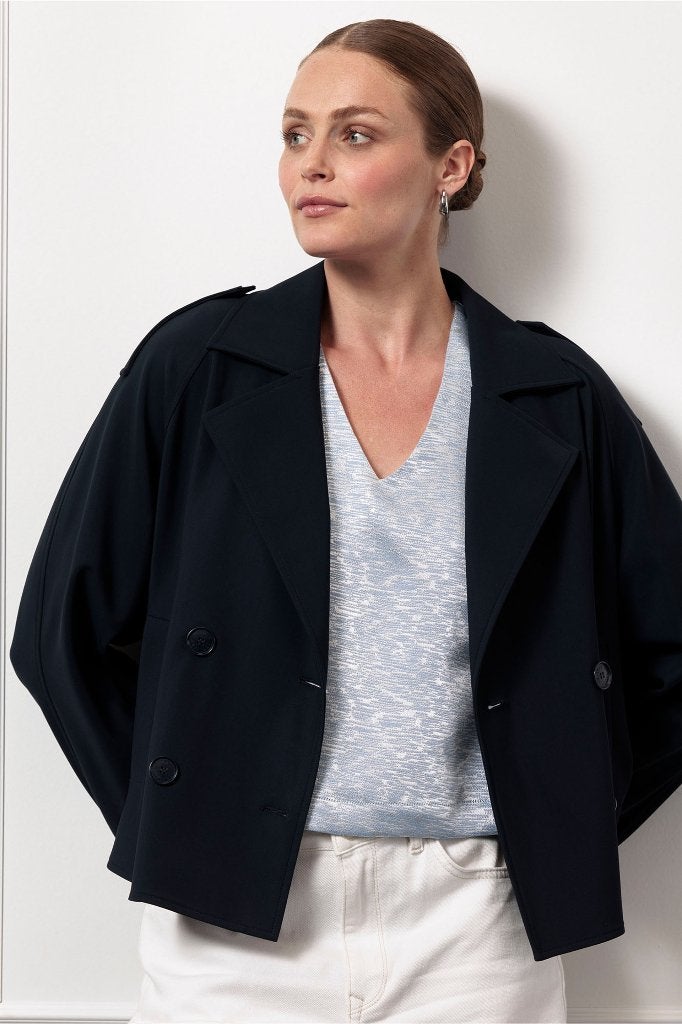 NIEUWSTAAT Studio Anneloes Cato travel trenchcoat blauw XS, Studio Anneloes, Zo goed als nieuw, Maat 34 (XS) of kleiner, Verzenden