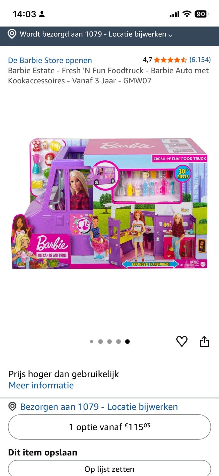 Barbie auto de snackkar, Ophalen, Zo goed als nieuw, Toebehoren