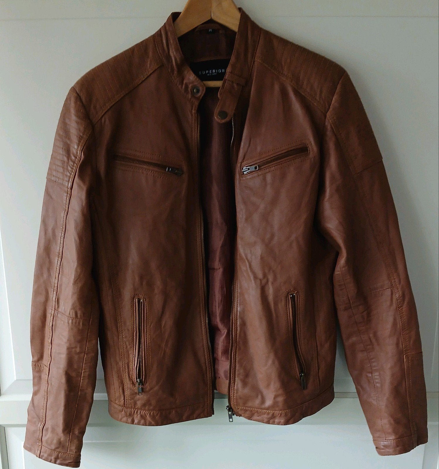 Leren bomberjack Superior mt M, Bruin, Maat 48/50 (M), Superior, Ophalen of Verzenden