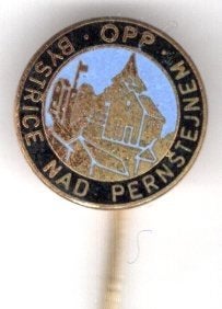 Bystrice Nad Pernstejnem email op koper speldje ( P_088), Verzenden, Zo goed als nieuw, Stad of Land, Speldje of Pin