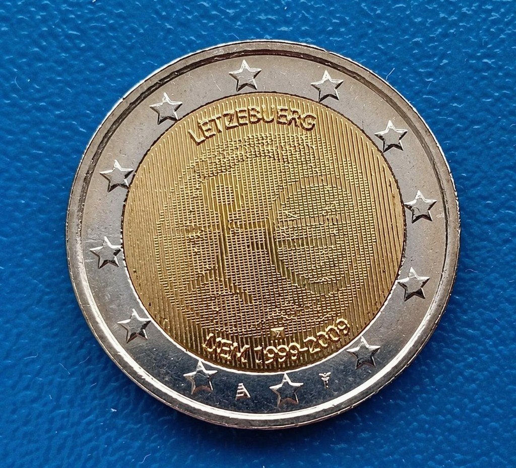 Luxemburg 2 euro 10 jaar Economische en Monetaire Unie -2009, Verzenden, Luxemburg, 2 euro, Losse munt