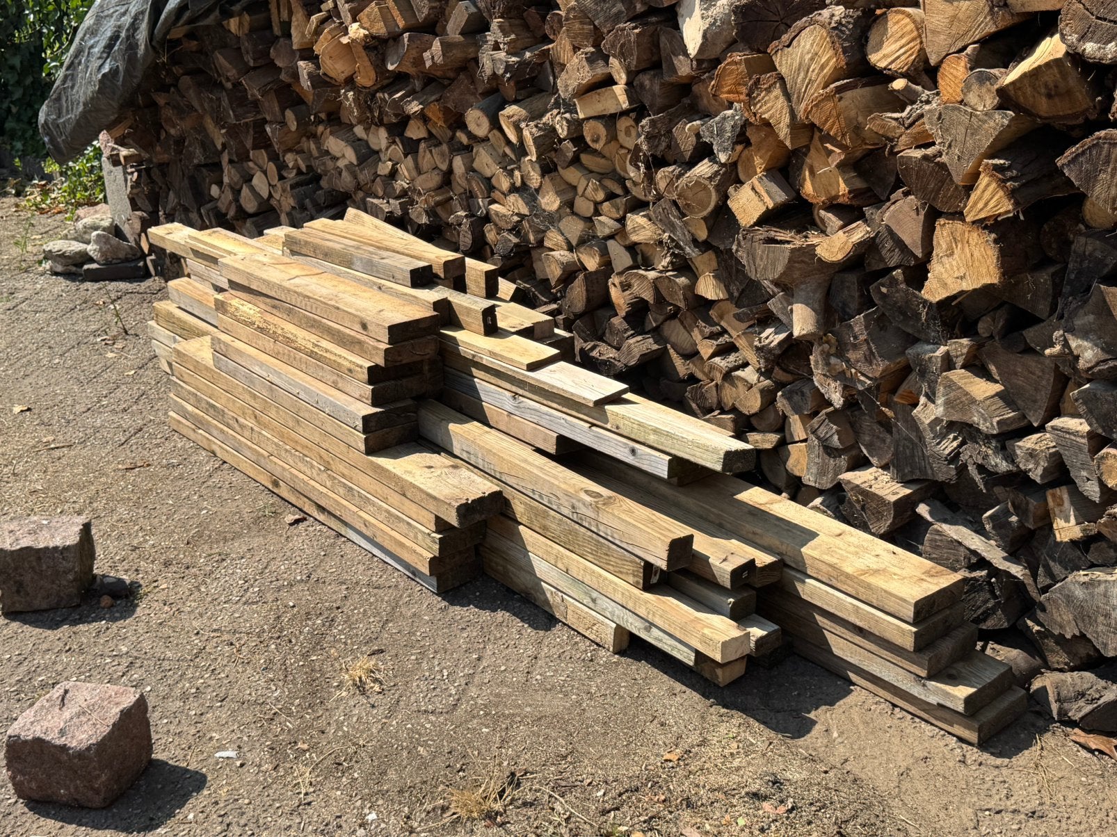 Partij Geimpregneerd grenen - gebruikte staat (+ tuinpoort), Tuin en Terras, Palen, Balken en Planken, Ophalen, Gebruikt, 180 tot 250 cm