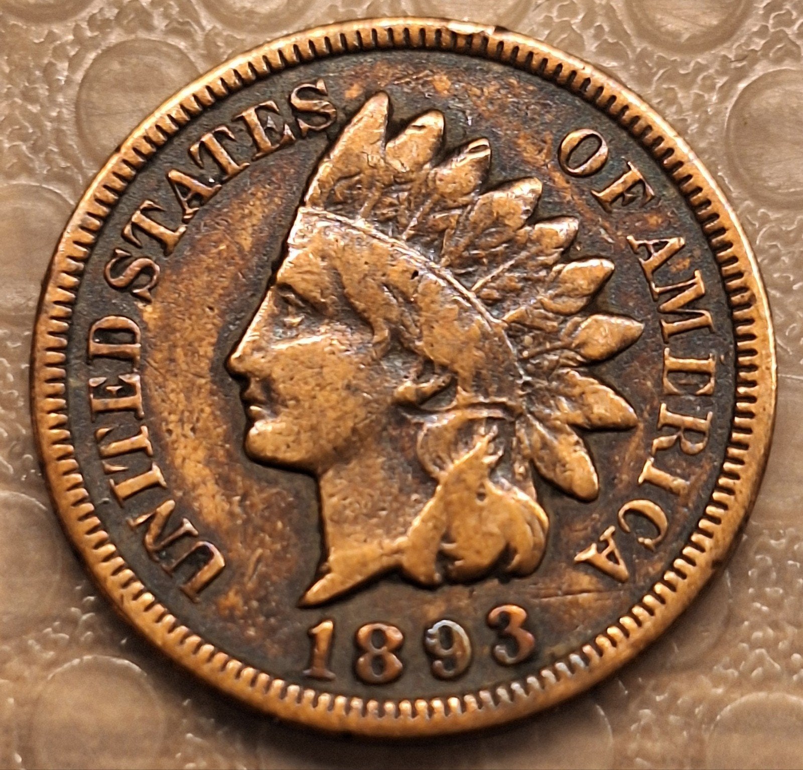 Oude Amerikaanse Coin - 1 Cent 1893 "Indian Head Cent" - Pra, Ophalen of Verzenden, Noord-Amerika