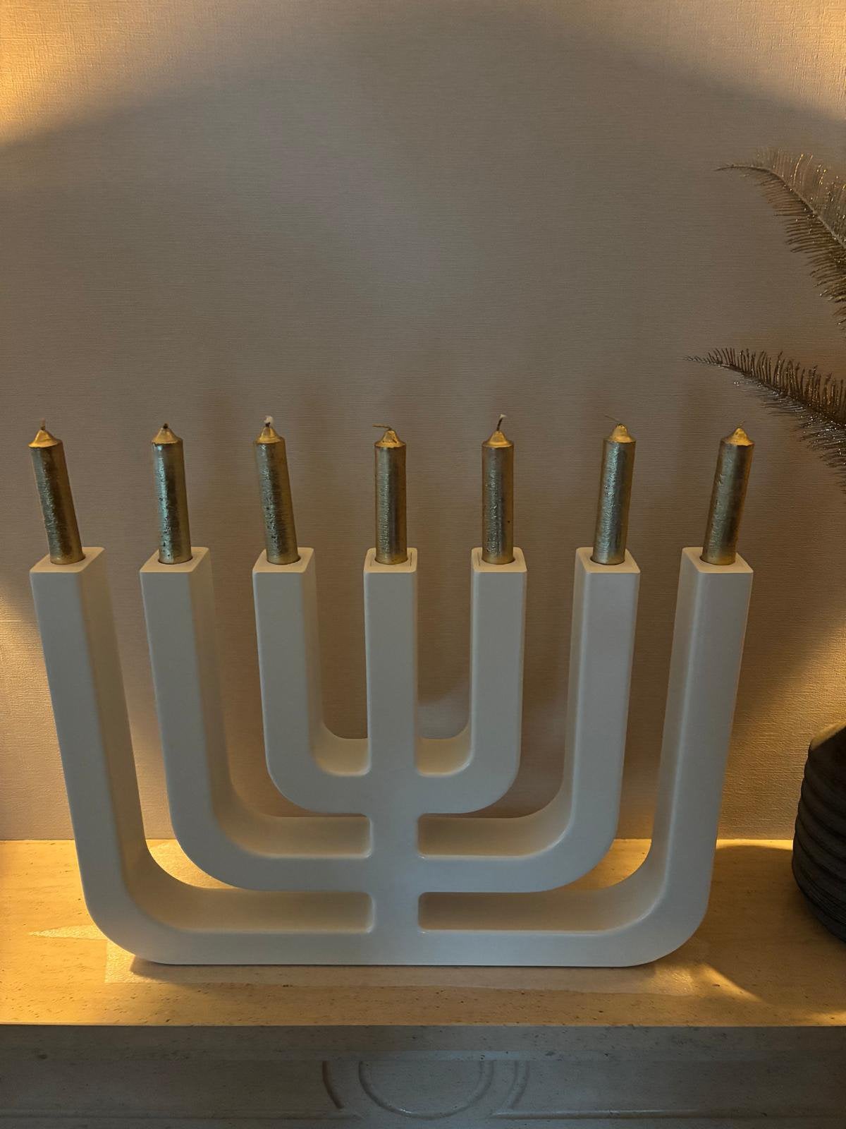 Handgemaakte Menorah kandelaar, Kunststof, Wit, Nieuw, Ophalen of Verzenden