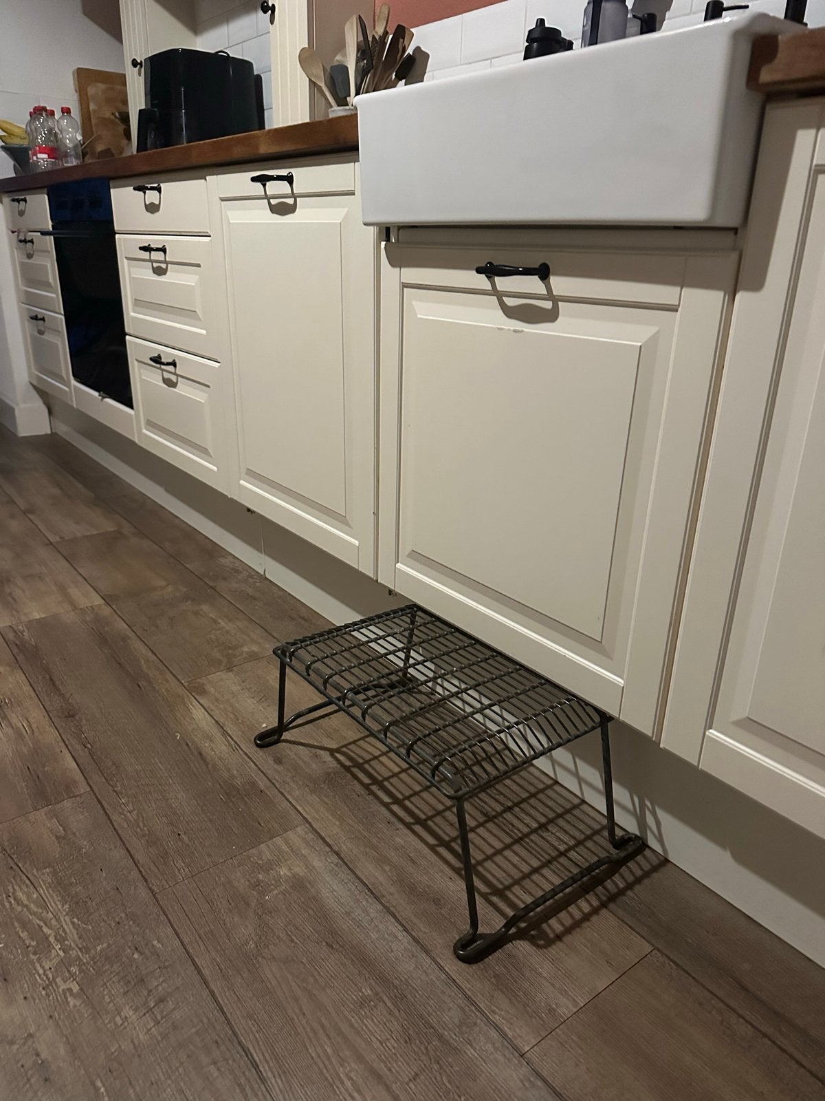 Brocante Metalen opstapje voor keuken of badkamer, Ophalen of Verzenden, Gebruikt, IJzer