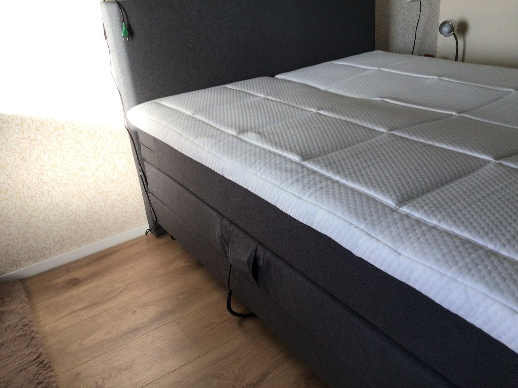 Prachtige antraciet boxspring elektrisch, Ophalen, Zwart, 200 cm, Modern