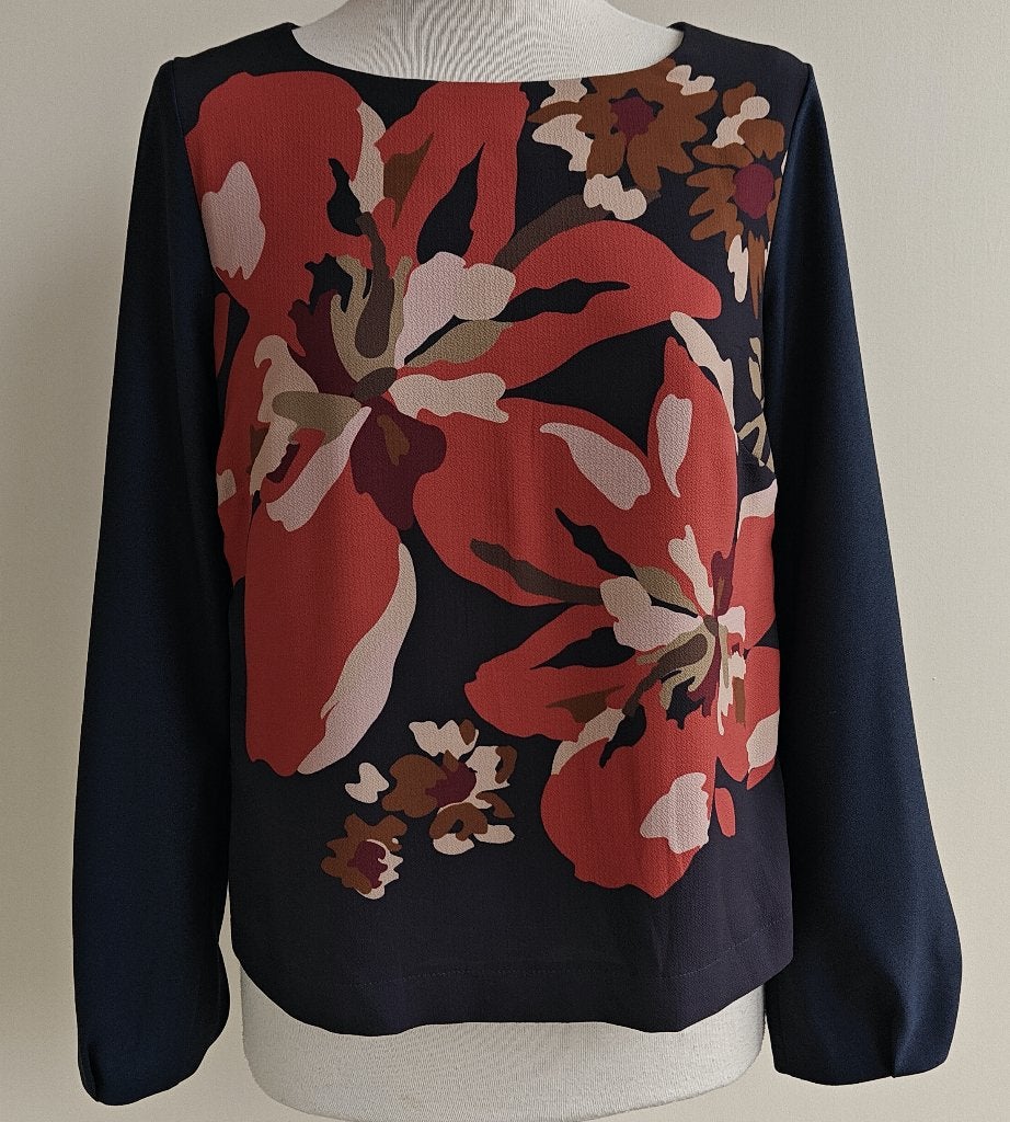 Comme Ca blauwe blouse met print mt. 40, Maat 38/40 (M), Blauw, Comme Ca, Ophalen of Verzenden