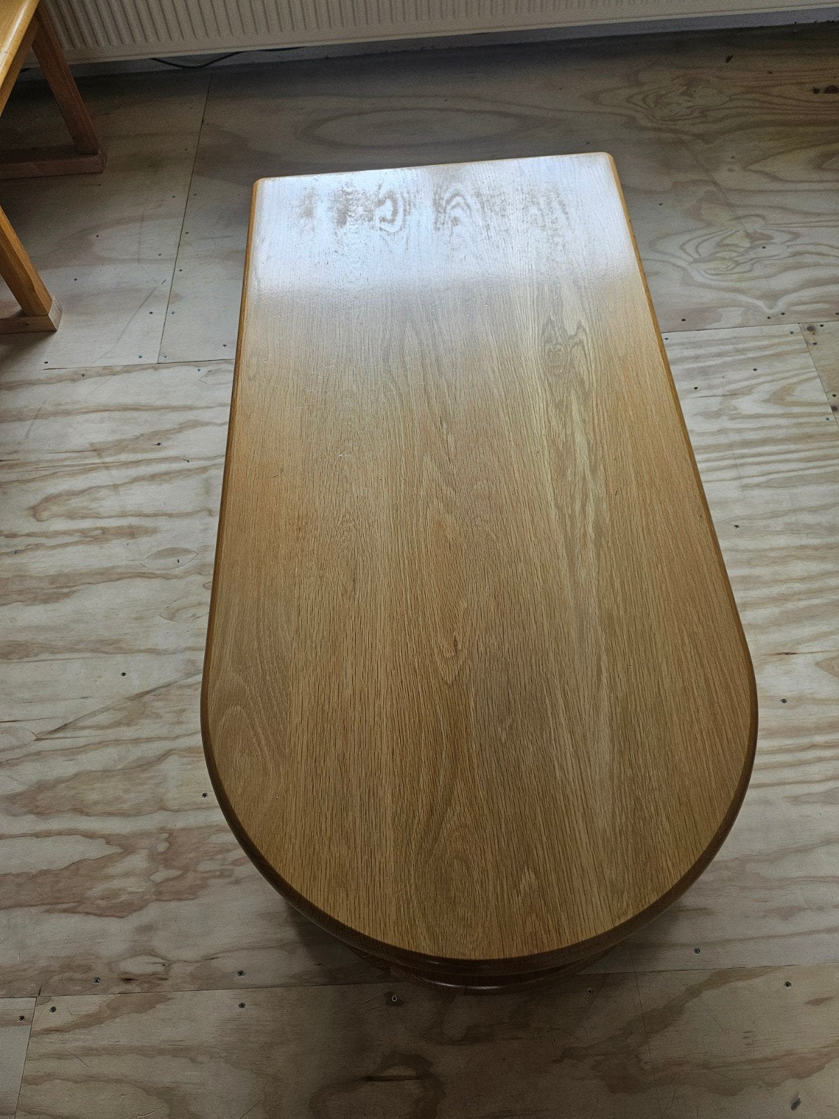 Vintage blank eiken salontafel met lades, Gebruikt, 100 tot 150 cm, Eikenhout, Landelijk